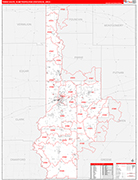 Terre Haute Metro Area Wall Map Red Line Style